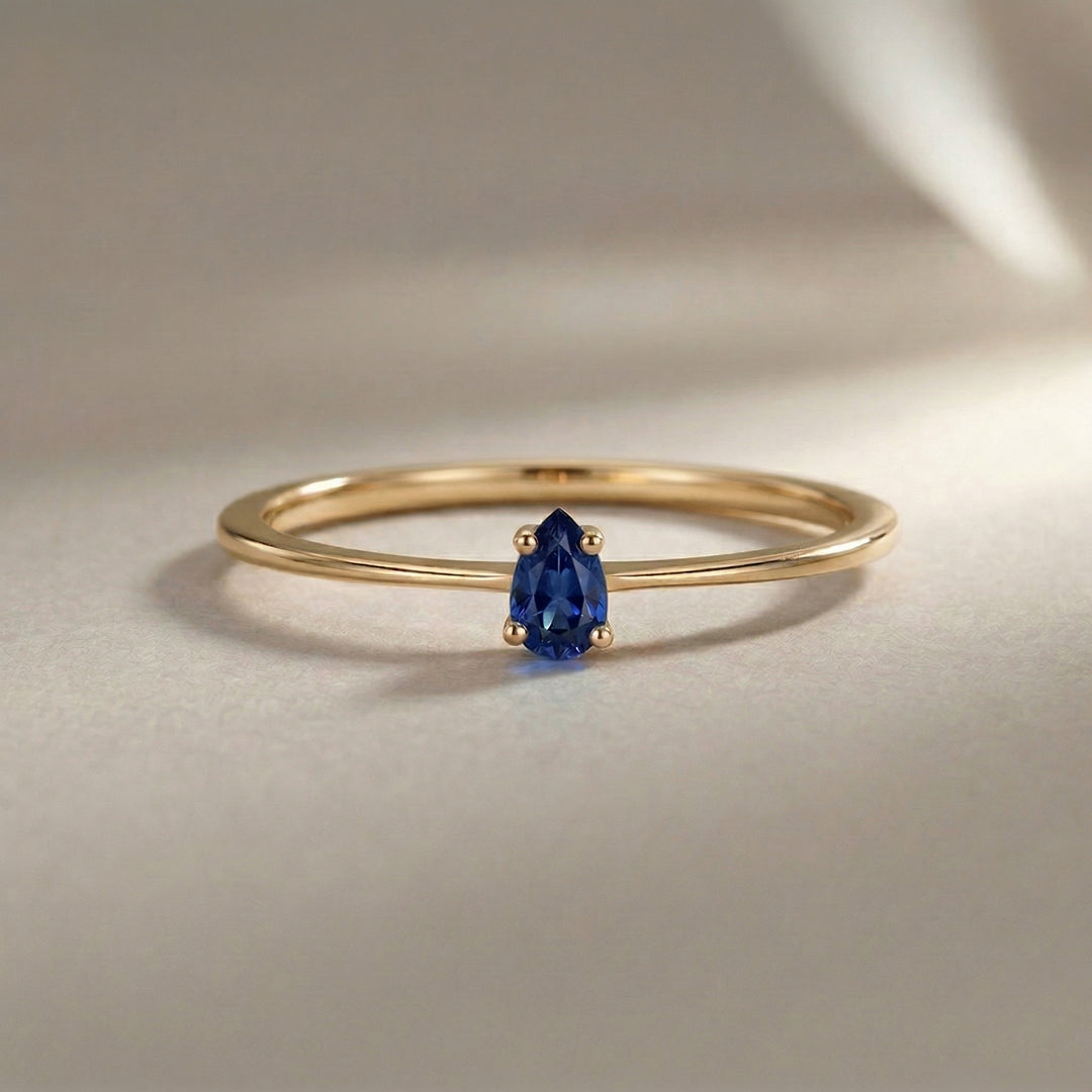 14K Solid Gold | Sapphire | Slim Promise Ring