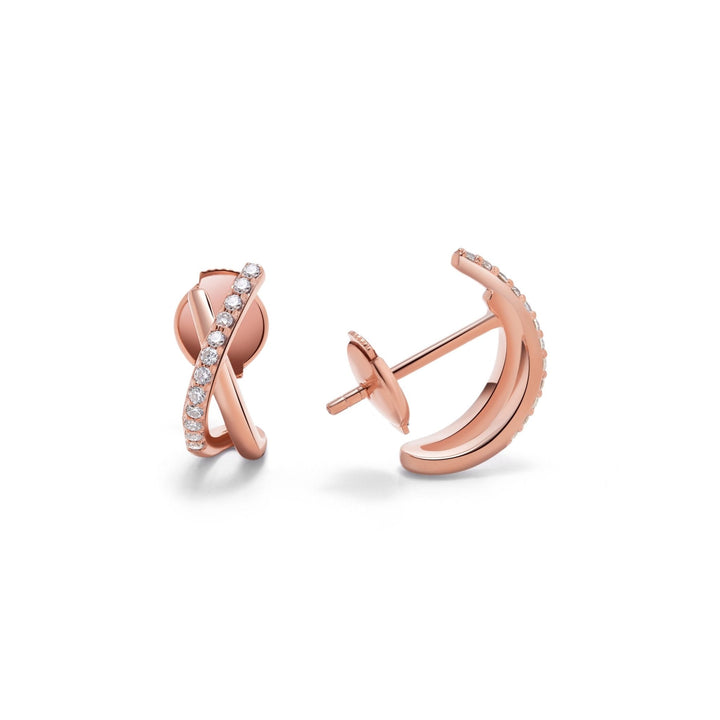 0.12Ct Rose Gold Crisscross Diamond Earrings - MoonClosing