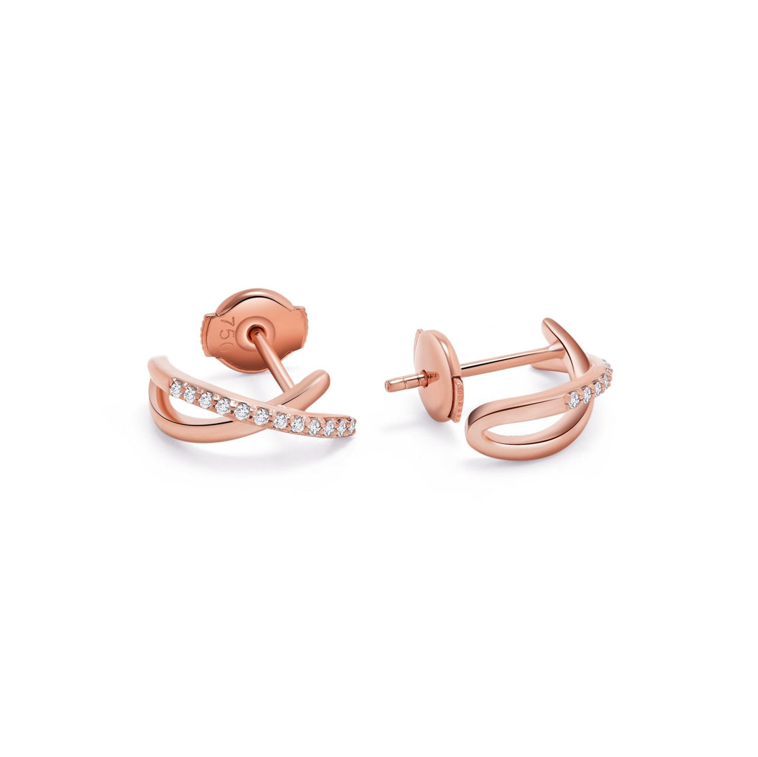 0.12Ct Rose Gold Crisscross Diamond Earrings - MoonClosing