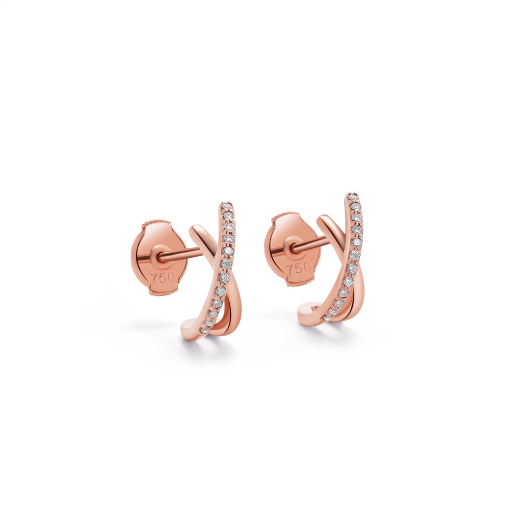 0.12Ct Rose Gold Crisscross Diamond Earrings - MoonClosing
