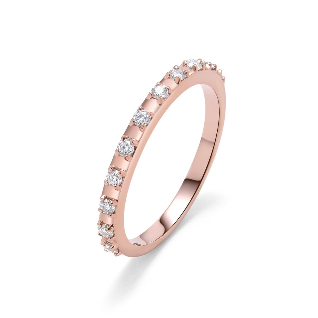 0.17Ct Dainty Rose Gold Ring with Diamonds - MoonClosing