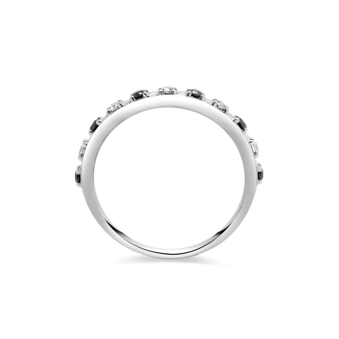 0.17Ct Slim White Gold Ring with Diamonds - MoonClosing