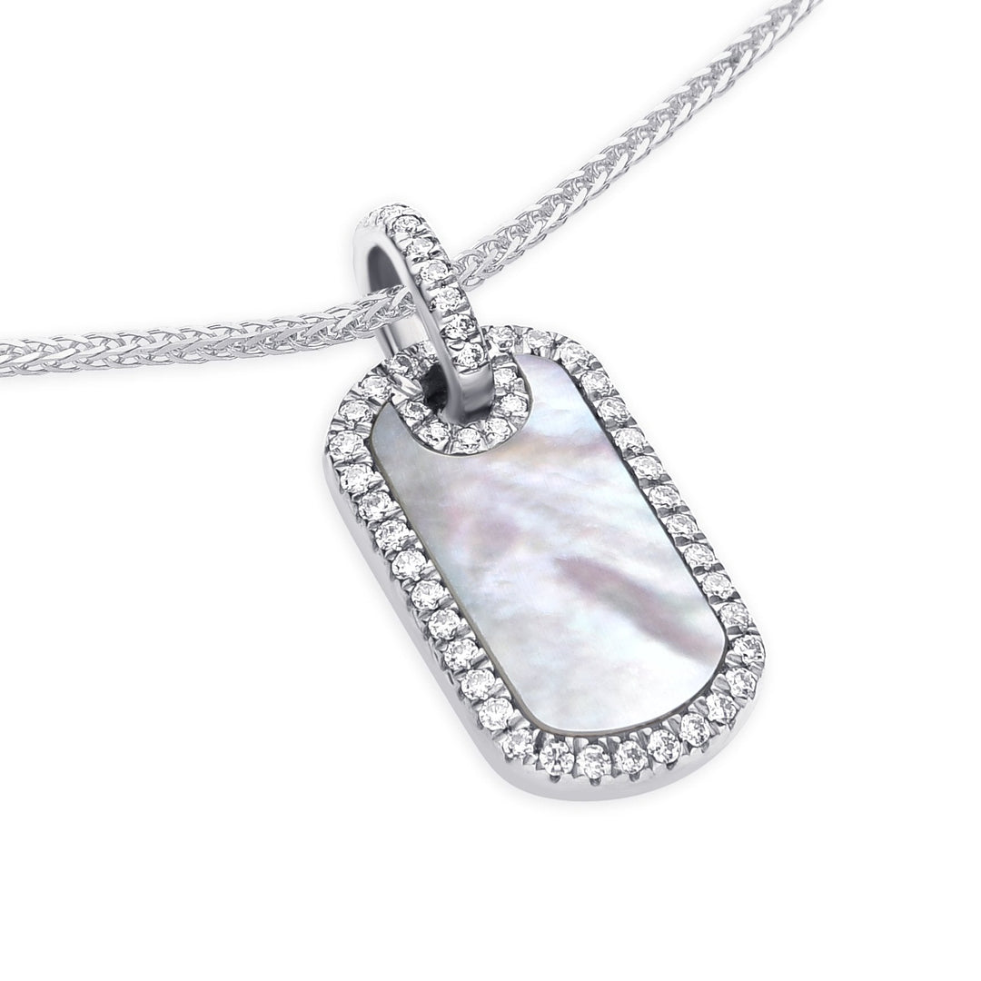 0.25Ct Mother - of - Pearl Tag Pendant with Diamonds - MoonClosing