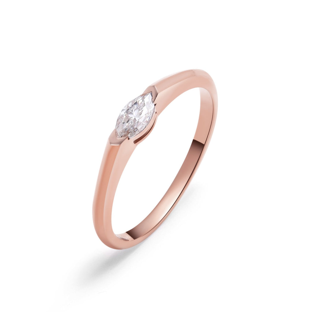 0.25Ct Rose Gold Marquise Solitaire Diamond Ring - MoonClosing