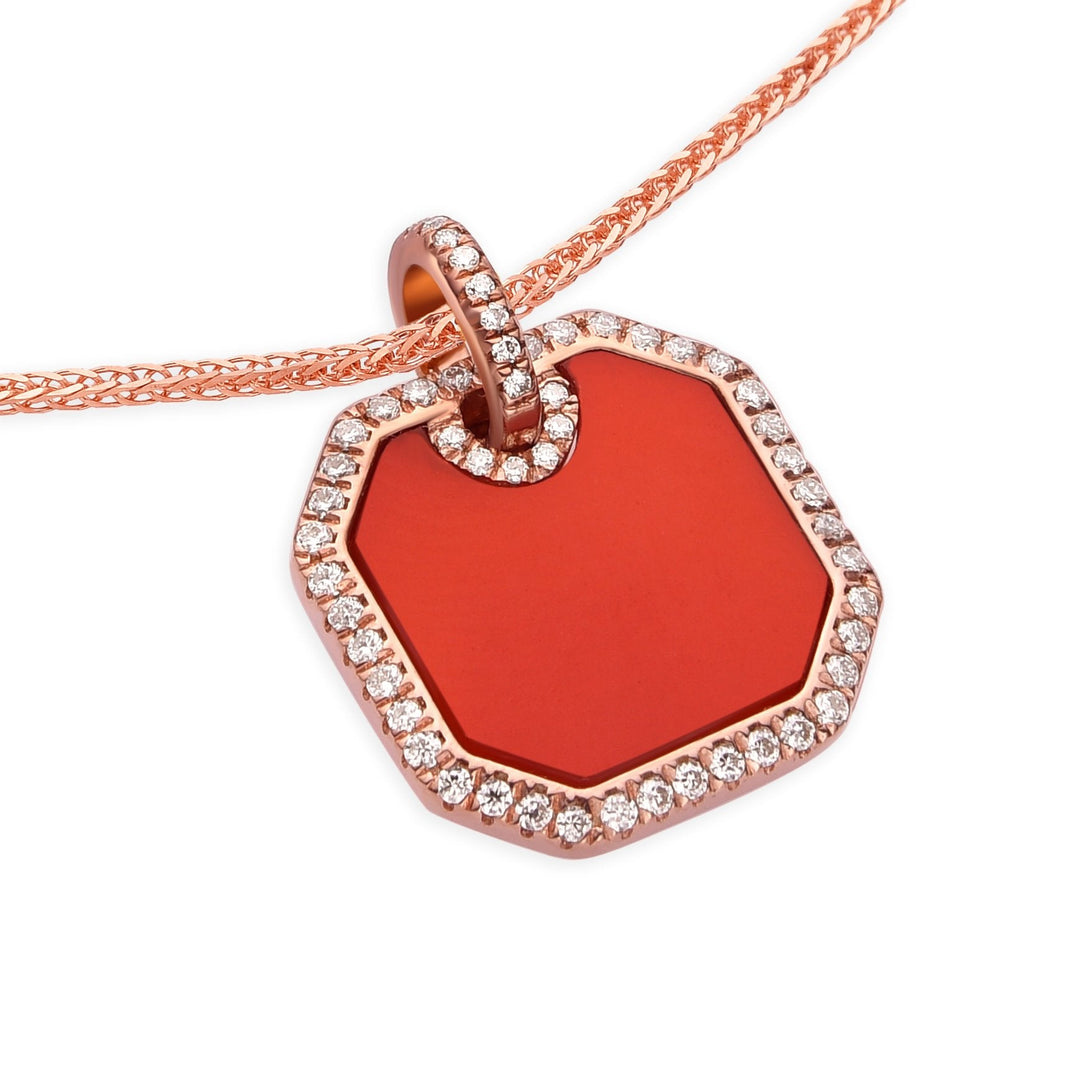 0.30Ct Square Red Agate pendant Paved with Diamonds - MoonClosing