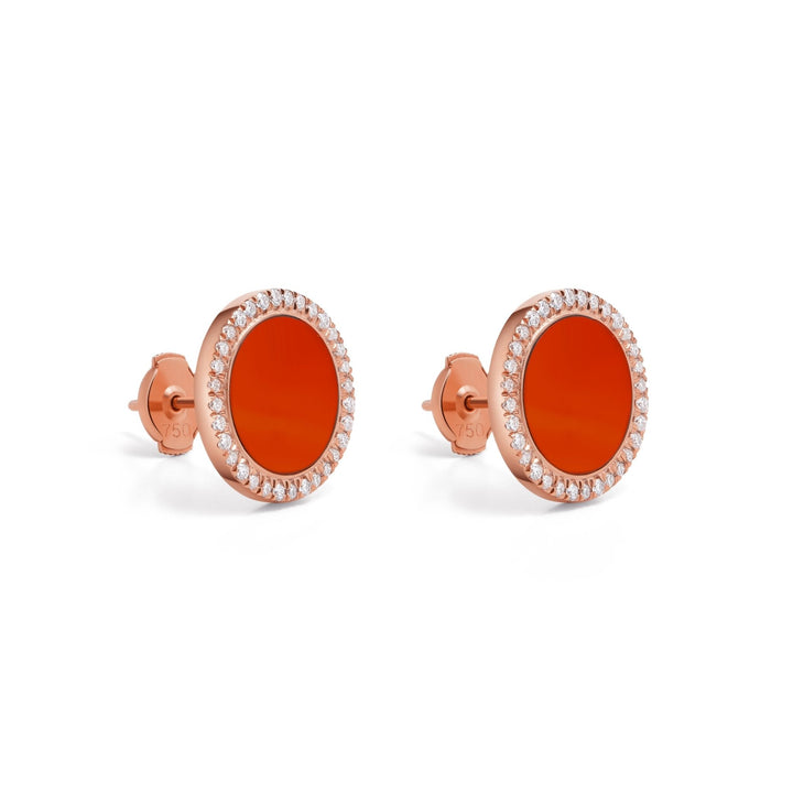 0.38Ct Stud Earrings with Red Agate and Diamonds - MoonClosing