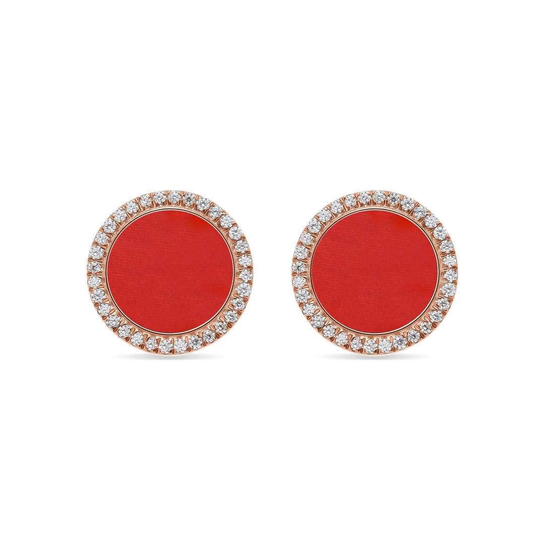 0.38Ct Stud Earrings with Red Agate and Diamonds - MoonClosing