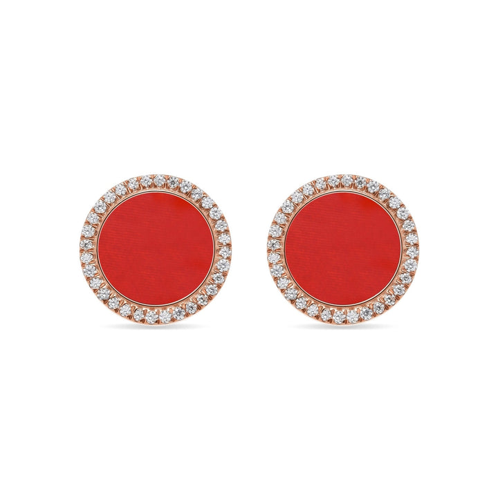 0.38Ct Stud Earrings with Red Agate and Diamonds - MoonClosing