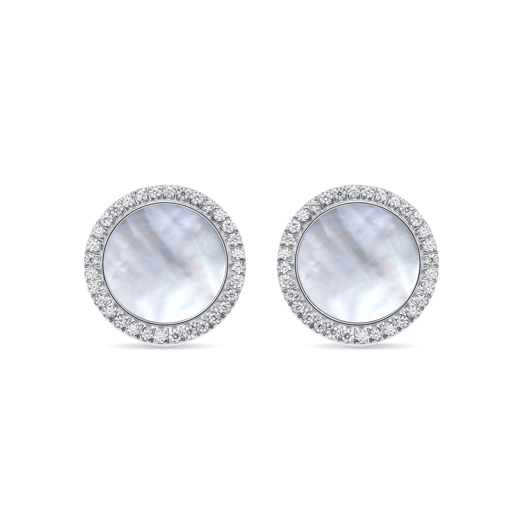 0.42Ct Mother - of - Pearl Studs Earrings with Diamonds - MoonClosing