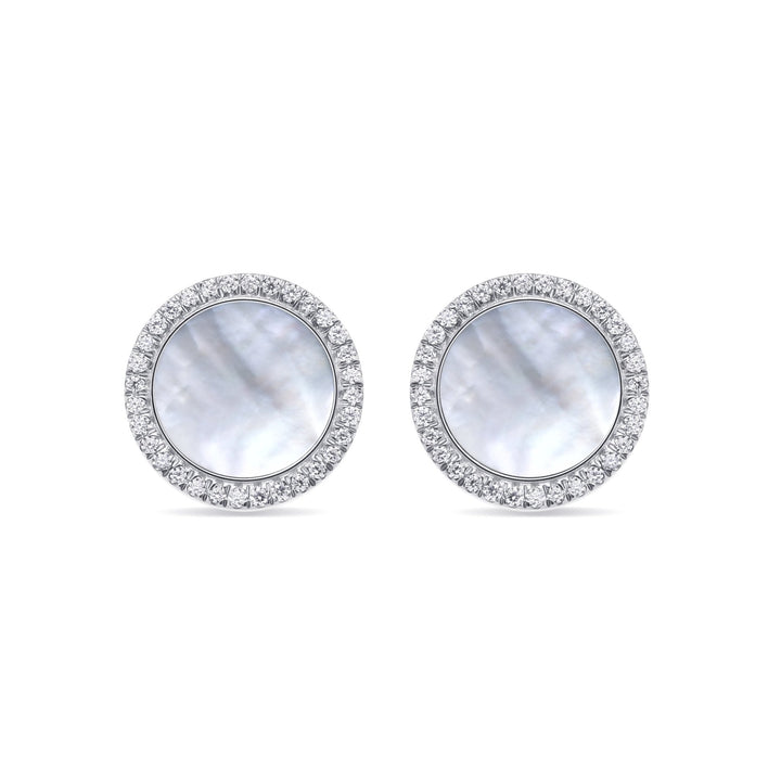 0.42Ct Mother - of - Pearl Studs Earrings with Diamonds - MoonClosing