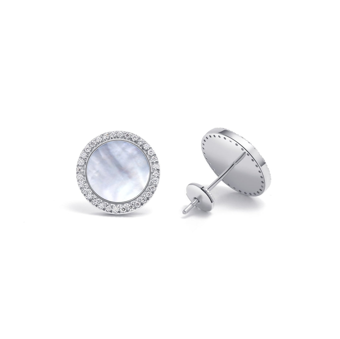 0.42Ct Mother - of - Pearl Studs Earrings with Diamonds - MoonClosing