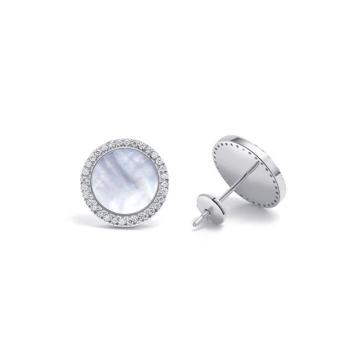 0.42Ct Mother - of - Pearl Studs Earrings with Diamonds - MoonClosing