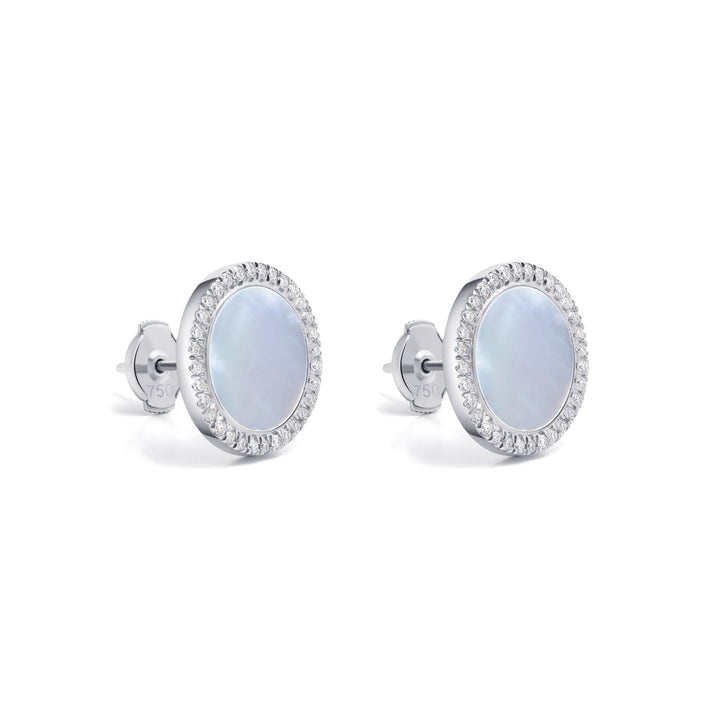 0.42Ct Mother - of - Pearl Studs Earrings with Diamonds - MoonClosing