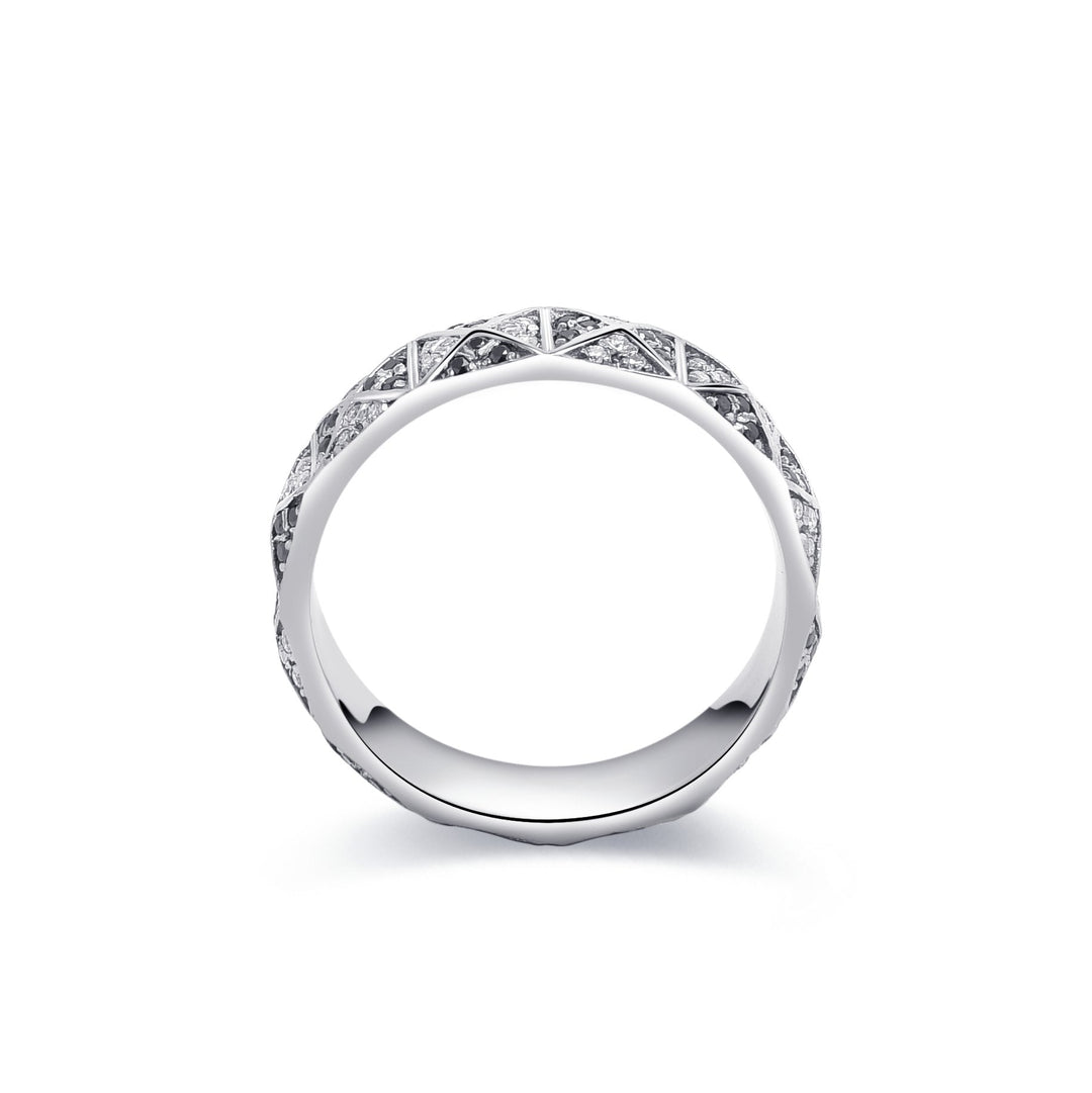 0.45Ct Pyramid White Gold Band Paved with Diamonds - MoonClosing
