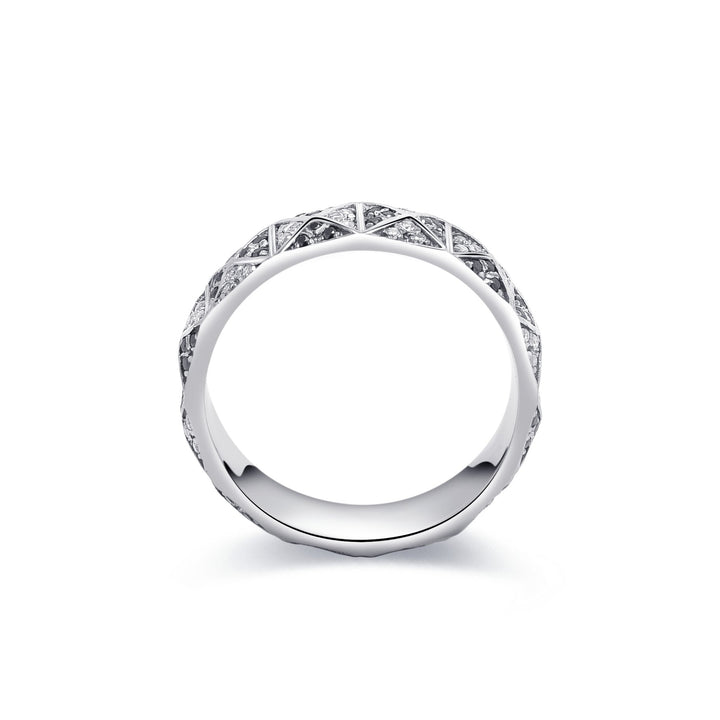 0.45Ct Pyramid White Gold Band Paved with Diamonds - MoonClosing