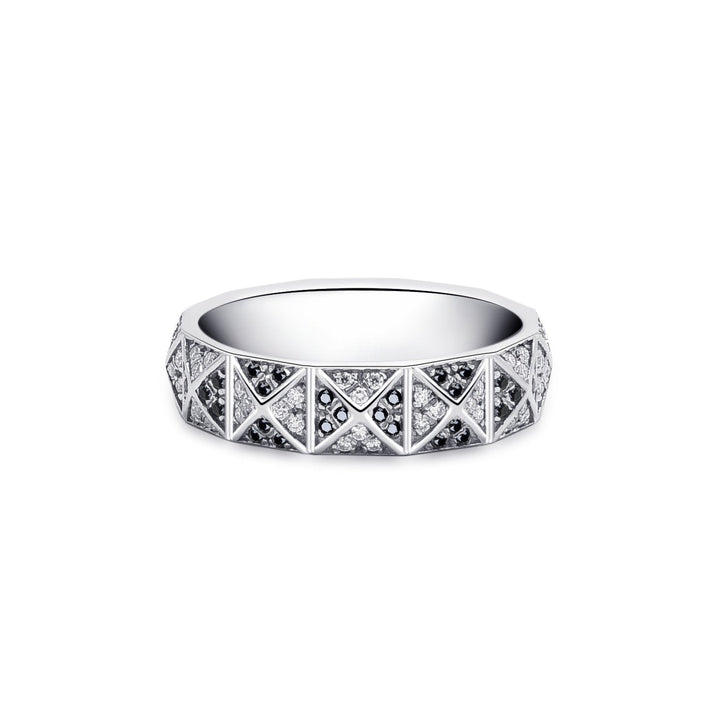 0.45Ct Pyramid White Gold Band Paved with Diamonds - MoonClosing