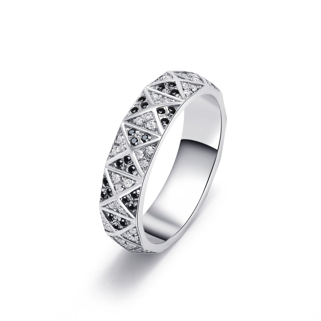 0.45Ct Pyramid White Gold Band Paved with Diamonds - MoonClosing