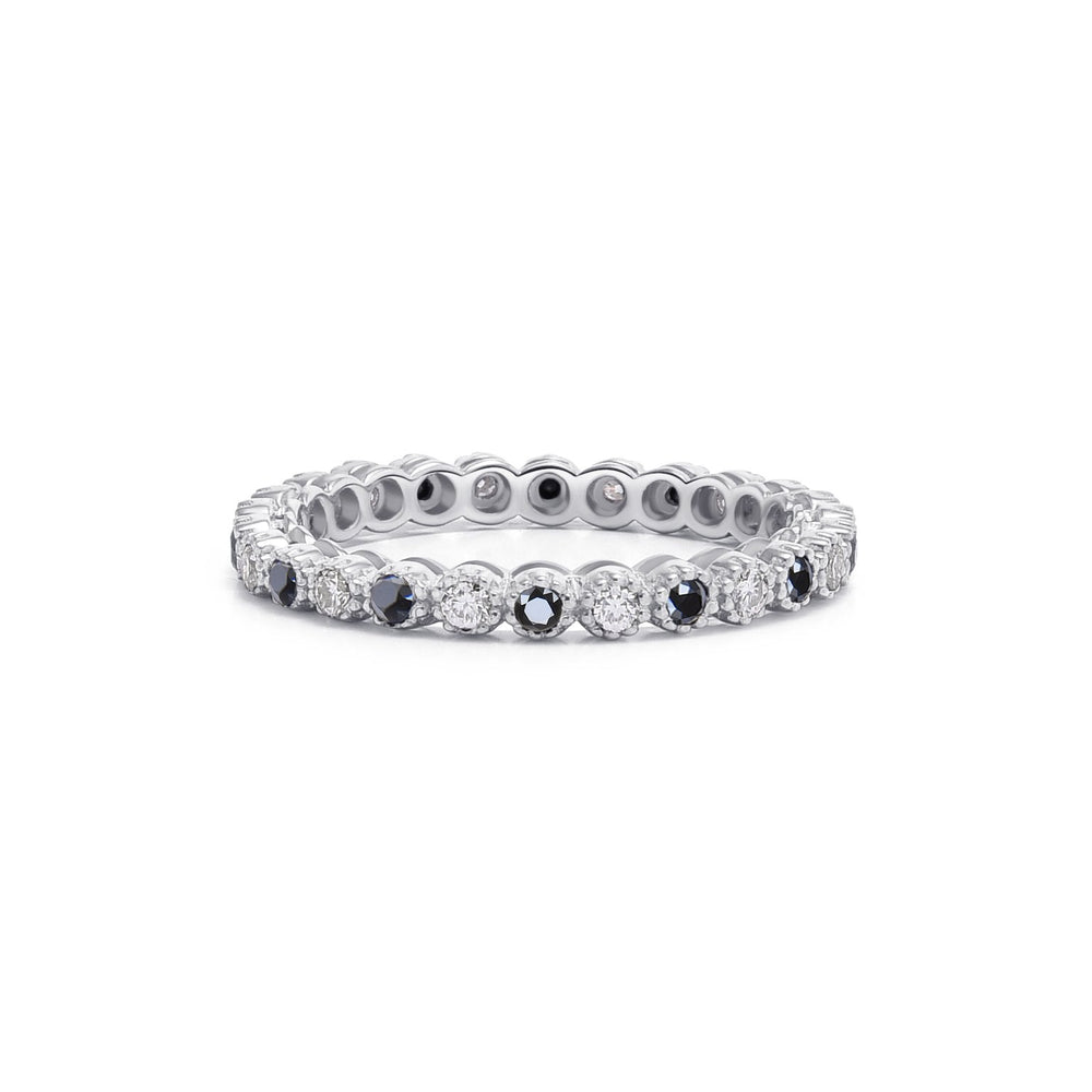 Product view 3 of Crown Scalloped Eternity Ring - Black & White in white gold-plated 925 sterling silver