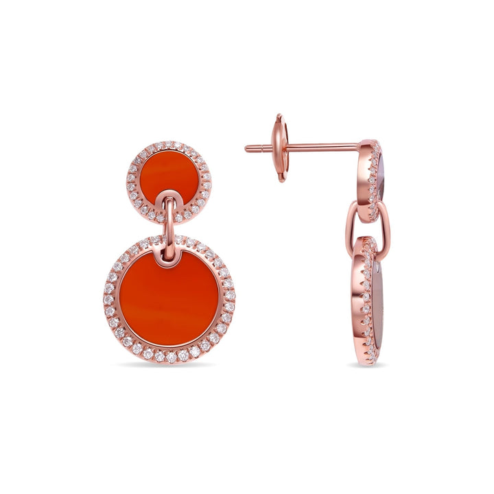 0.6Ct Drop Earrings with Red Agate and Diamonds - MoonClosing