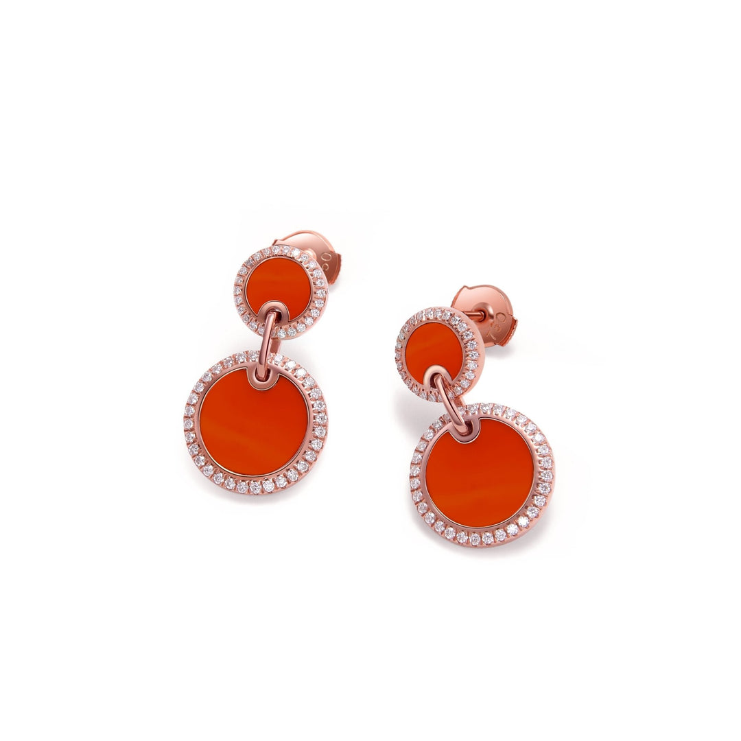 0.6Ct Drop Earrings with Red Agate and Diamonds - MoonClosing
