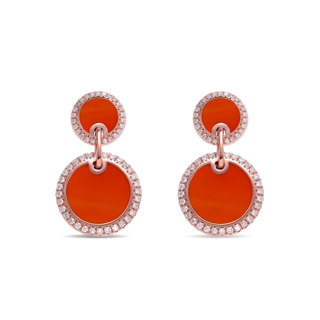 0.6Ct Drop Earrings with Red Agate and Diamonds - MoonClosing