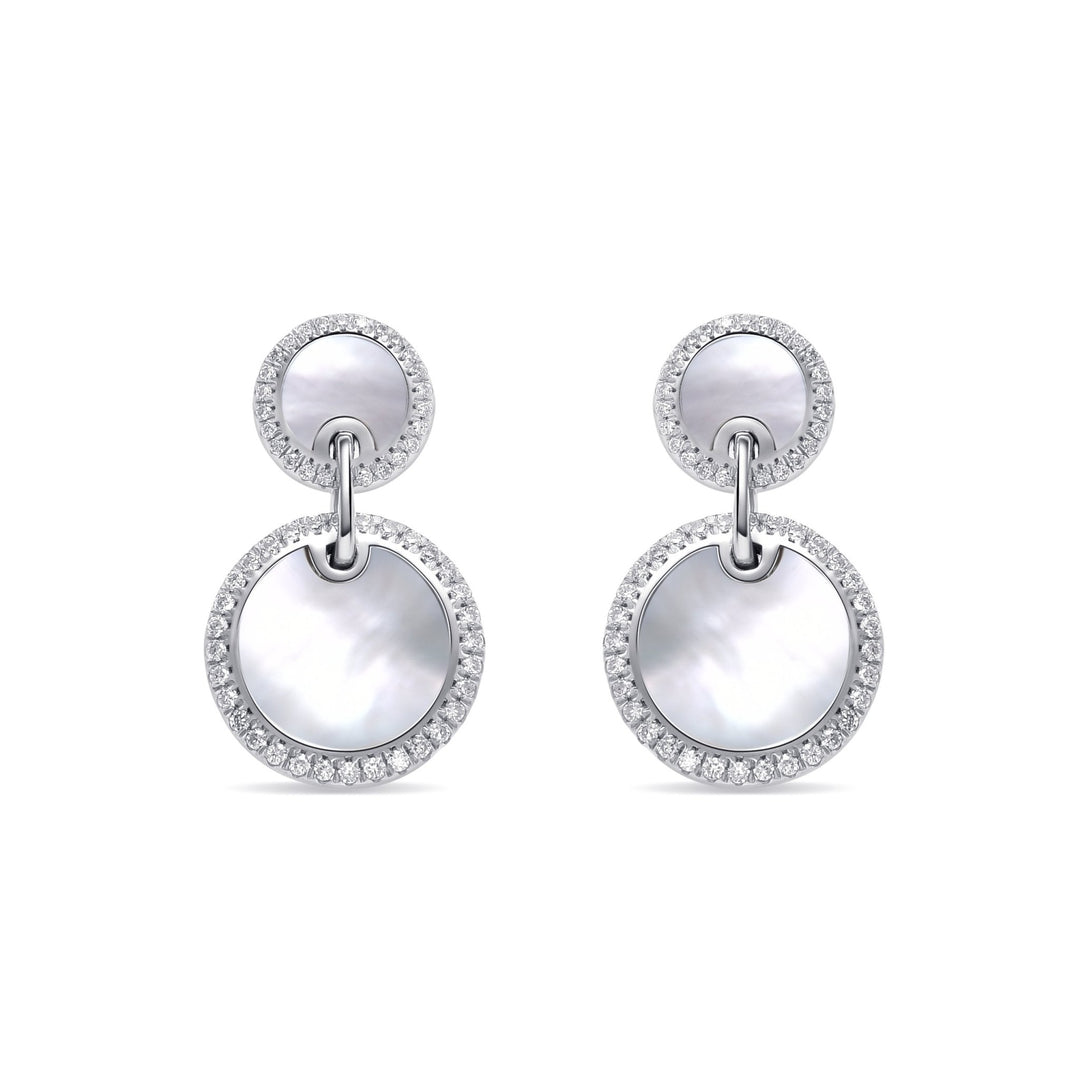 0.6Ct Mother - of - Pearl Drop Earrings with Diamonds - MoonClosing