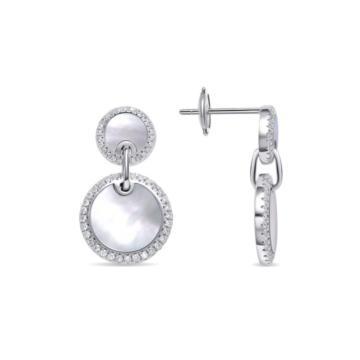 0.6Ct Mother - of - Pearl Drop Earrings with Diamonds - MoonClosing