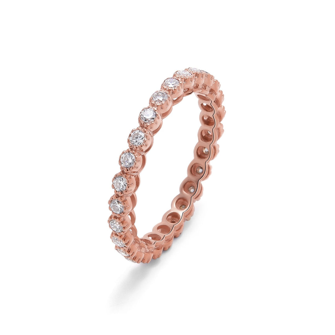 0.6Ct Slim Eternity Ring Paved with Diamonds - MoonClosing