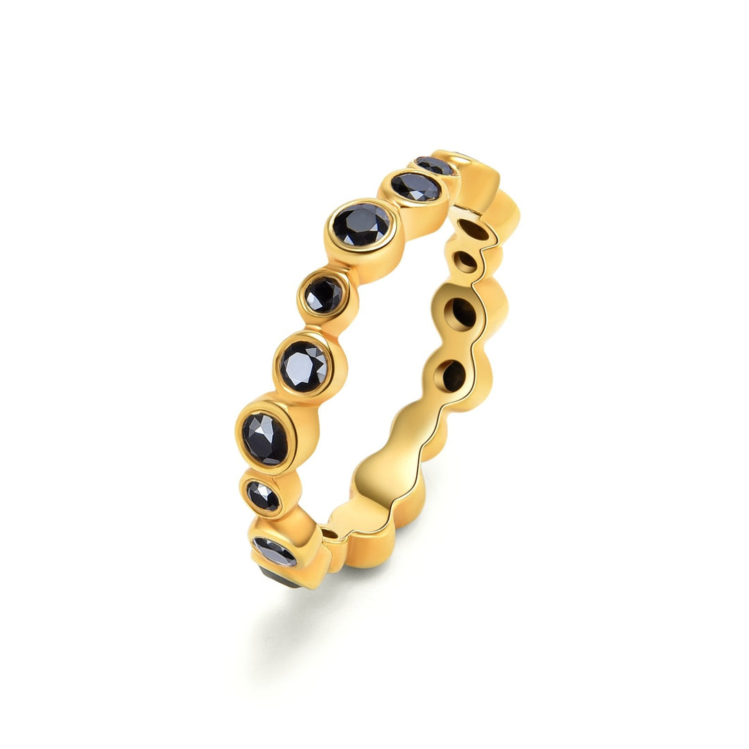 0.75Ct Black Diamond Gold Bubble Ring - MoonClosing