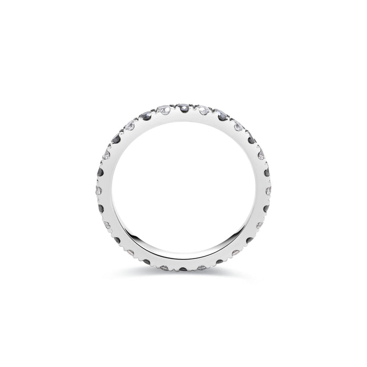 0.84Ct Slim Ring Paved with Black and White Diamonds - MoonClosing