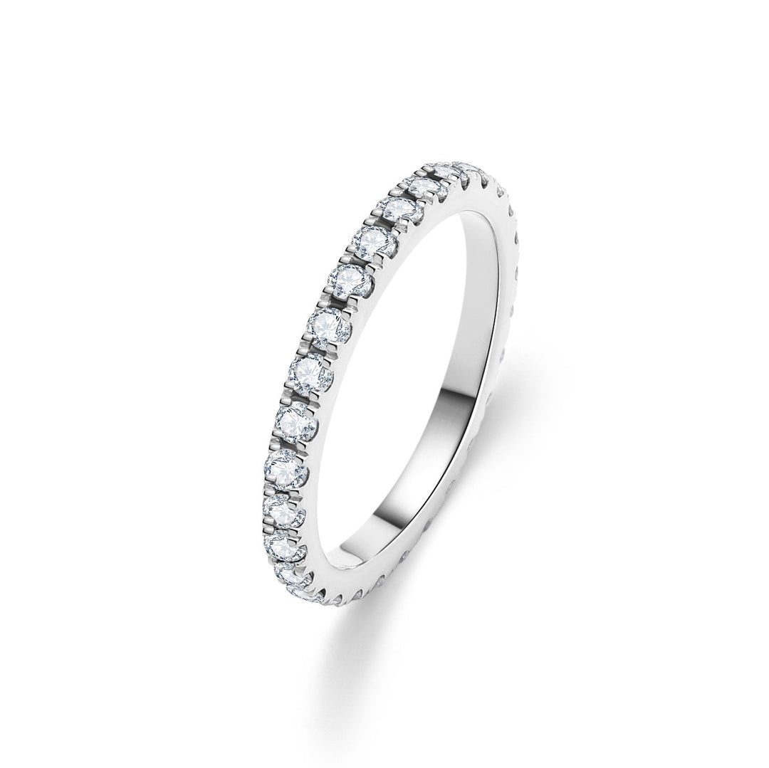 0.84Ct Slim White Gold Band Paved with Diamonds - MoonClosing