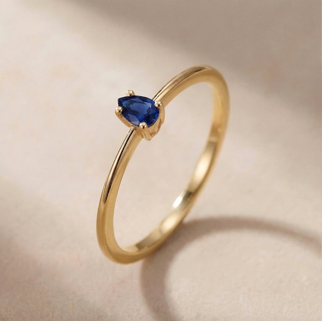 14K Solid Gold | Sapphire | Slim Promise Ring