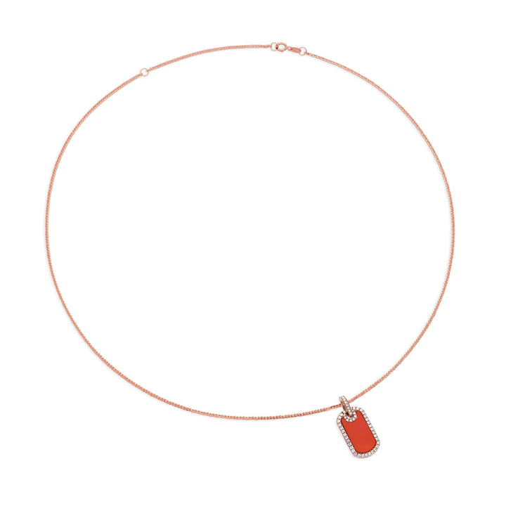 Full Portal red agate tag pendant necklace with matching sterling silver chain