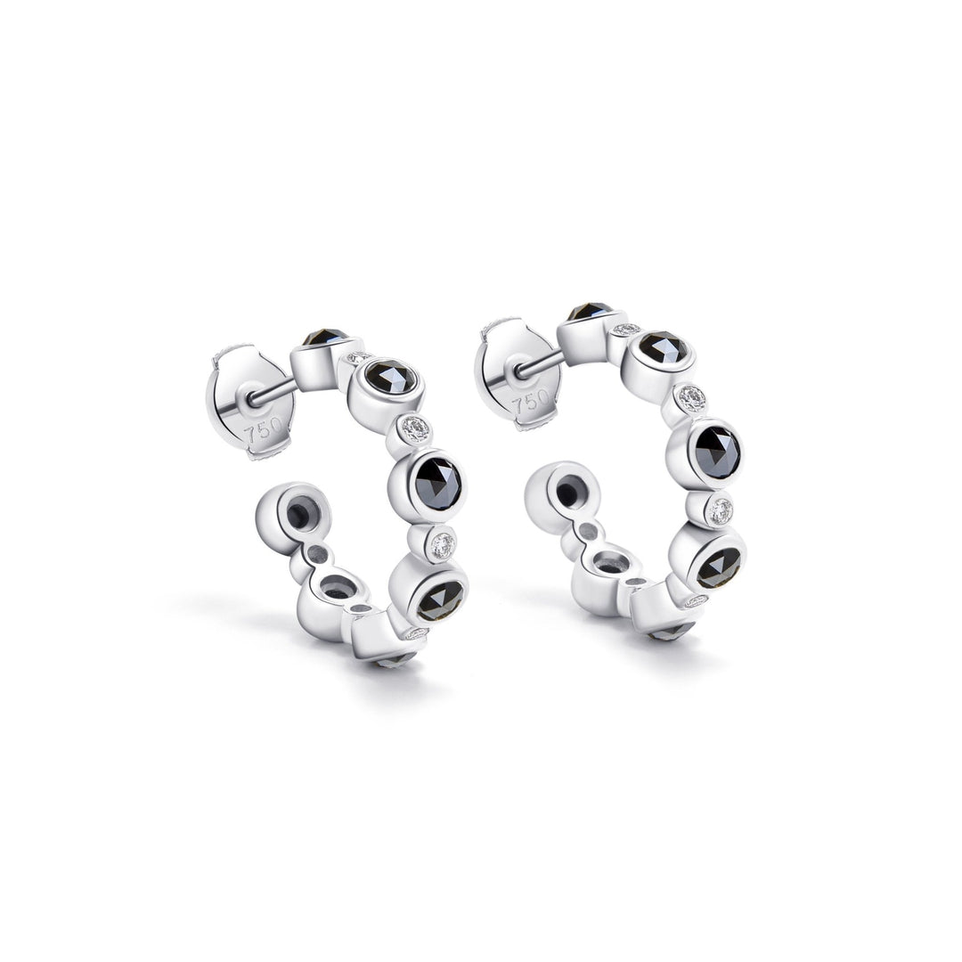 1.6Ct Hoop Earrings Paved with Black and White Diamonds - MoonClosing