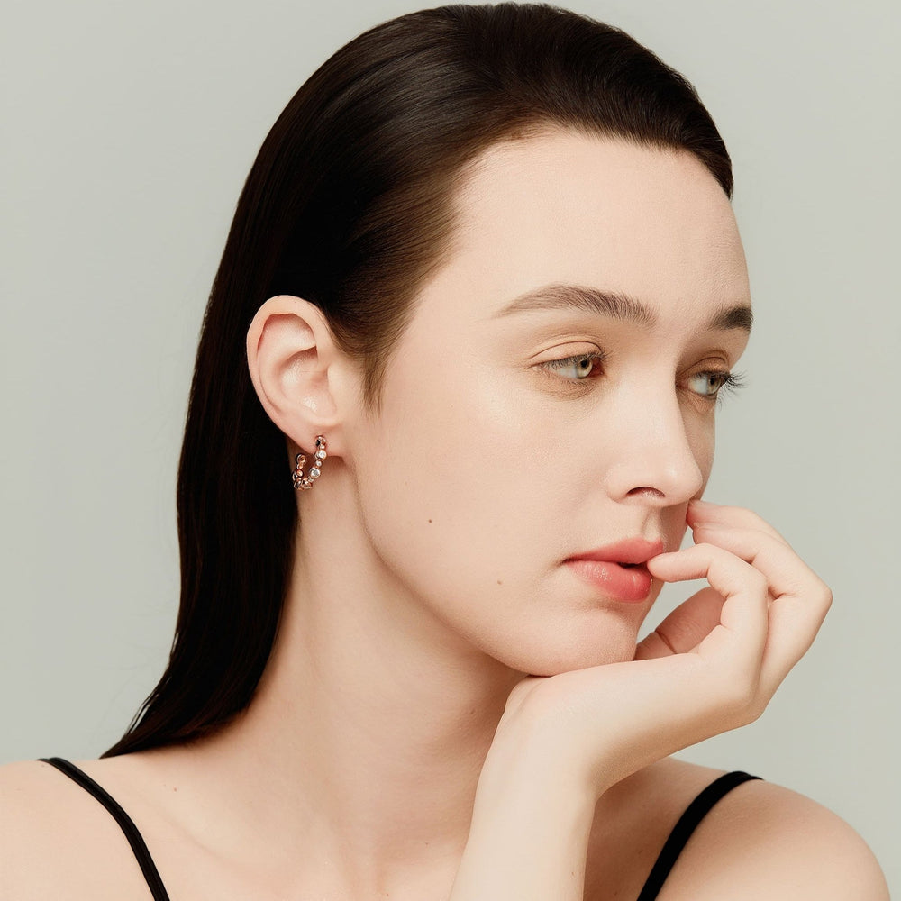 1.6Ct Hoop Earrings Paved with Diamonds - MoonClosing