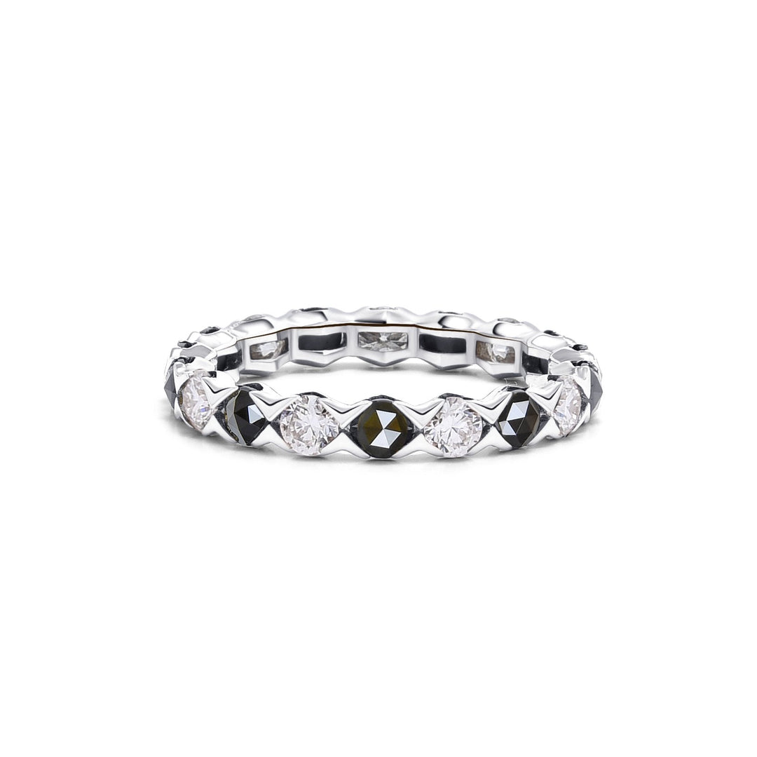 1.8Ct Eternity White Gold Ring with 3mm Diamonds - MoonClosing
