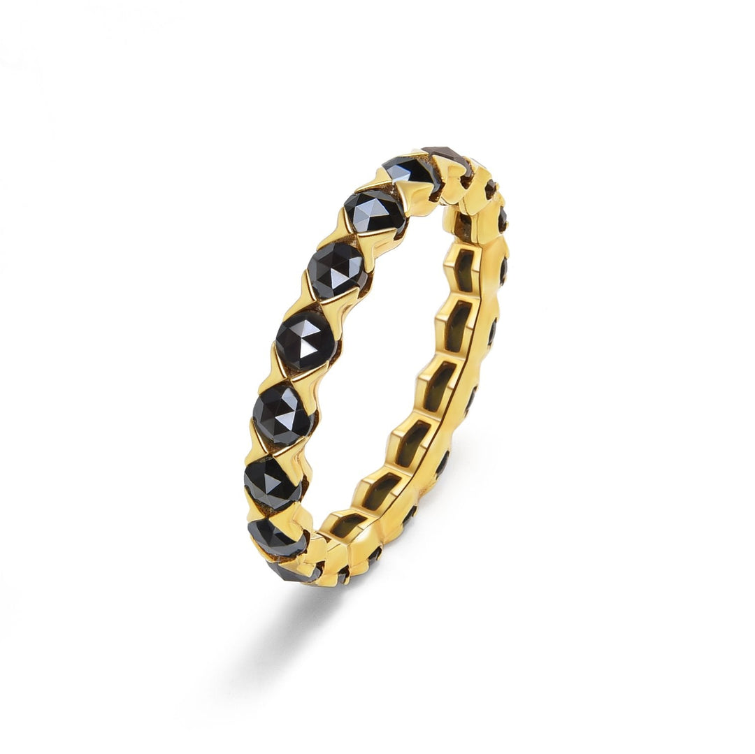 1.8Ct Gold Ring Paved with Black Diamonds - MoonClosing