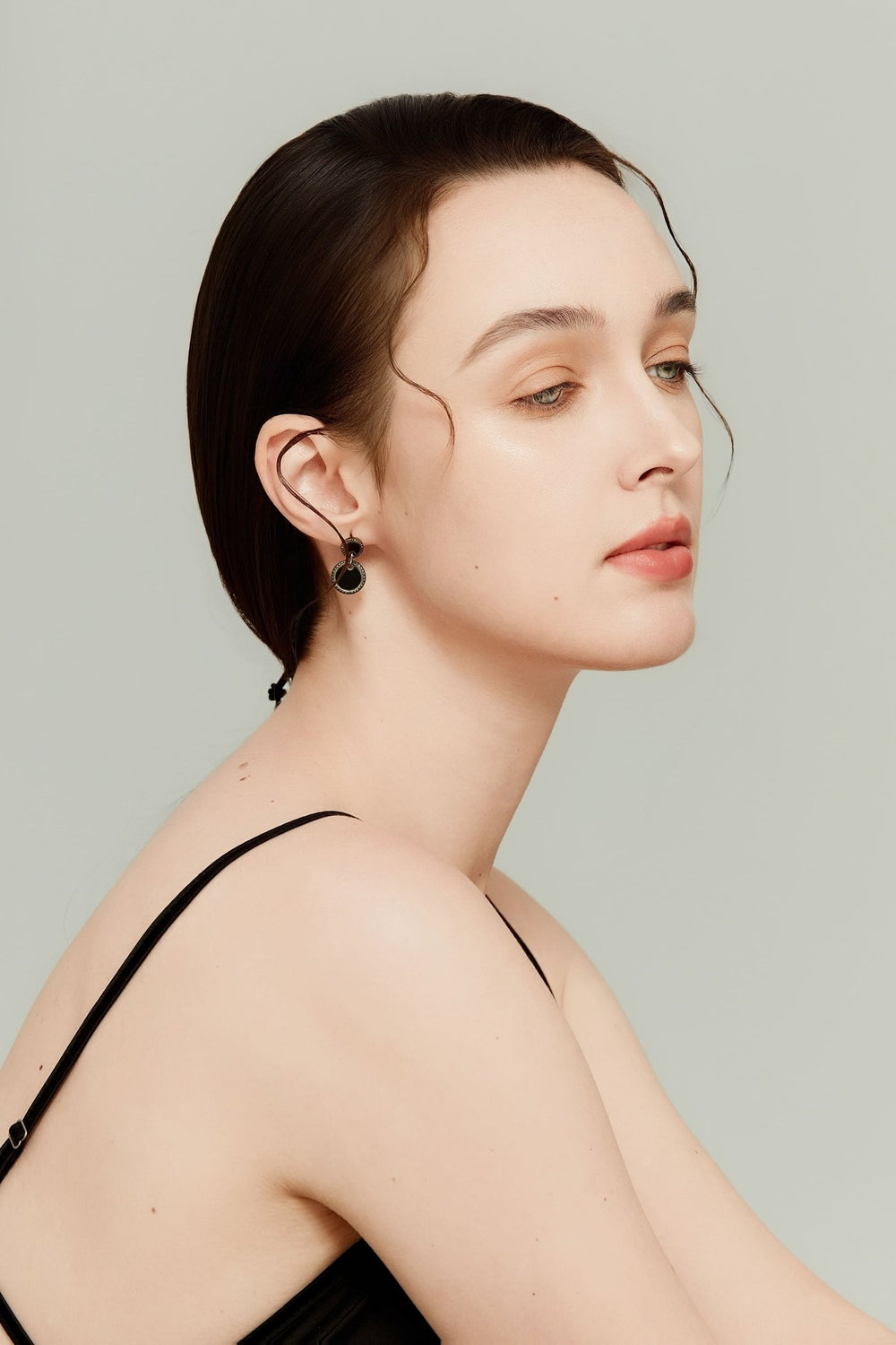 18K Black Gold Black Agate Black Diamond Drop Earrings Modern Luxury - MoonClosing