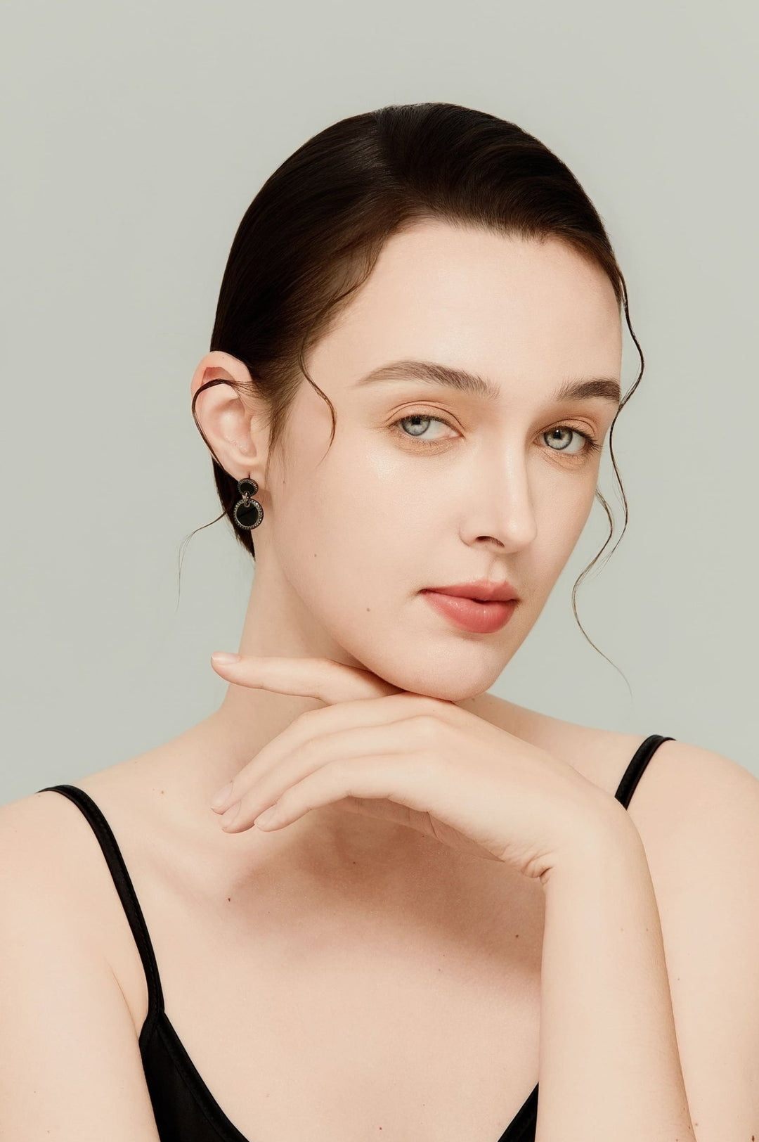 18K Black Gold Black Agate Black Diamond Drop Earrings Modern Luxury - MoonClosing