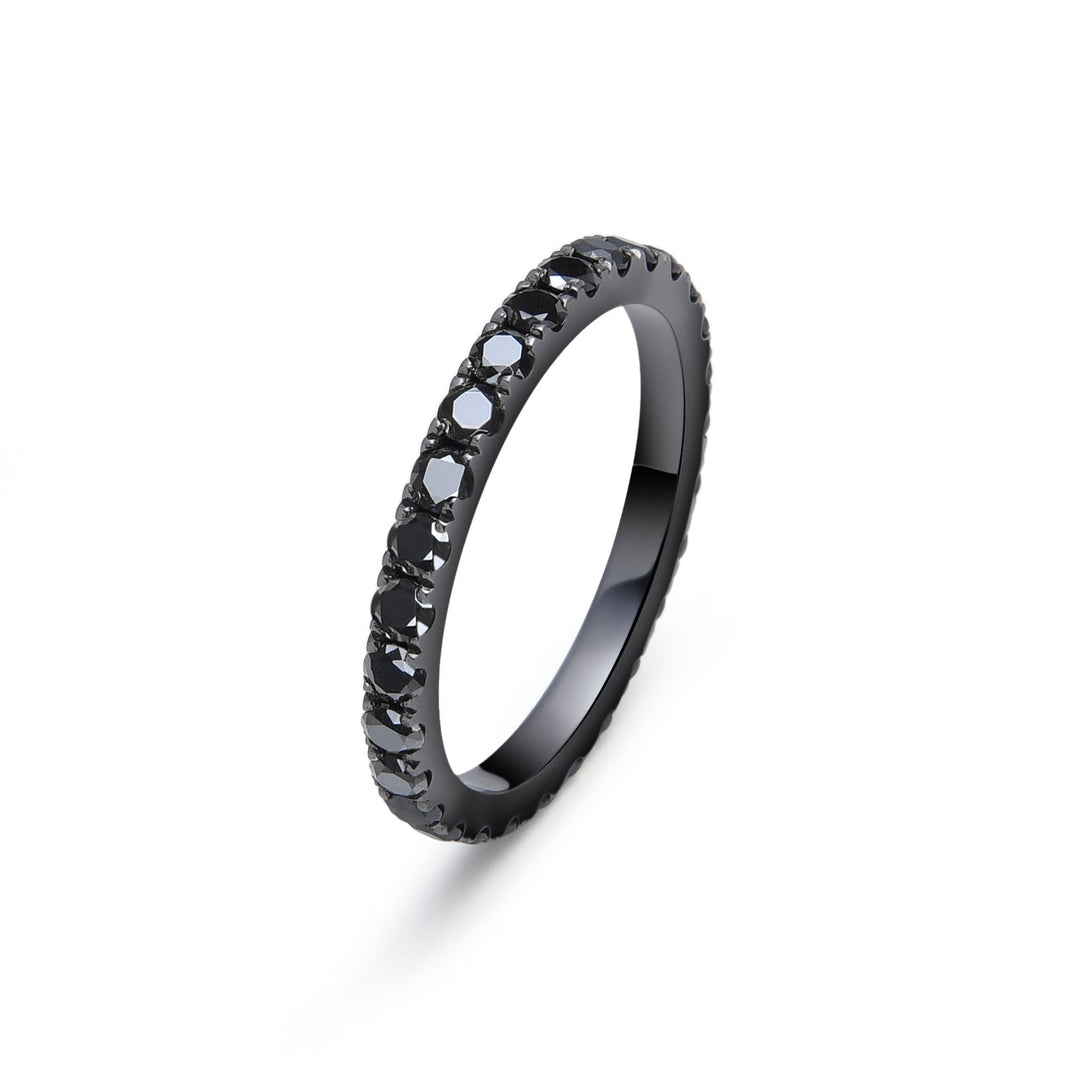 18K Black Gold Full Eternity Black Diamond Band Stackable Unisex - MoonClosing
