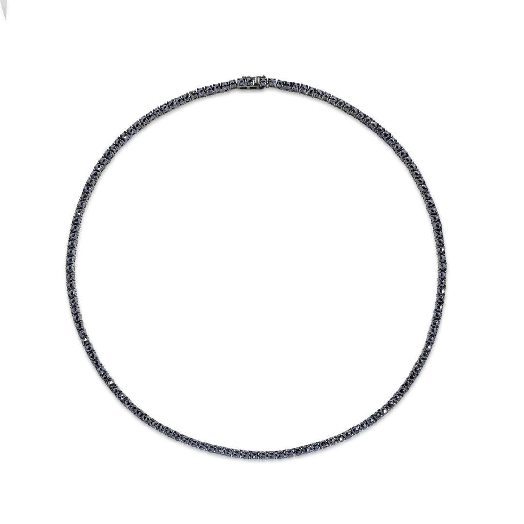 18K Gold 15ct Rose Cut Black Diamond Timeless Tennis Necklace Classic - MoonClosing