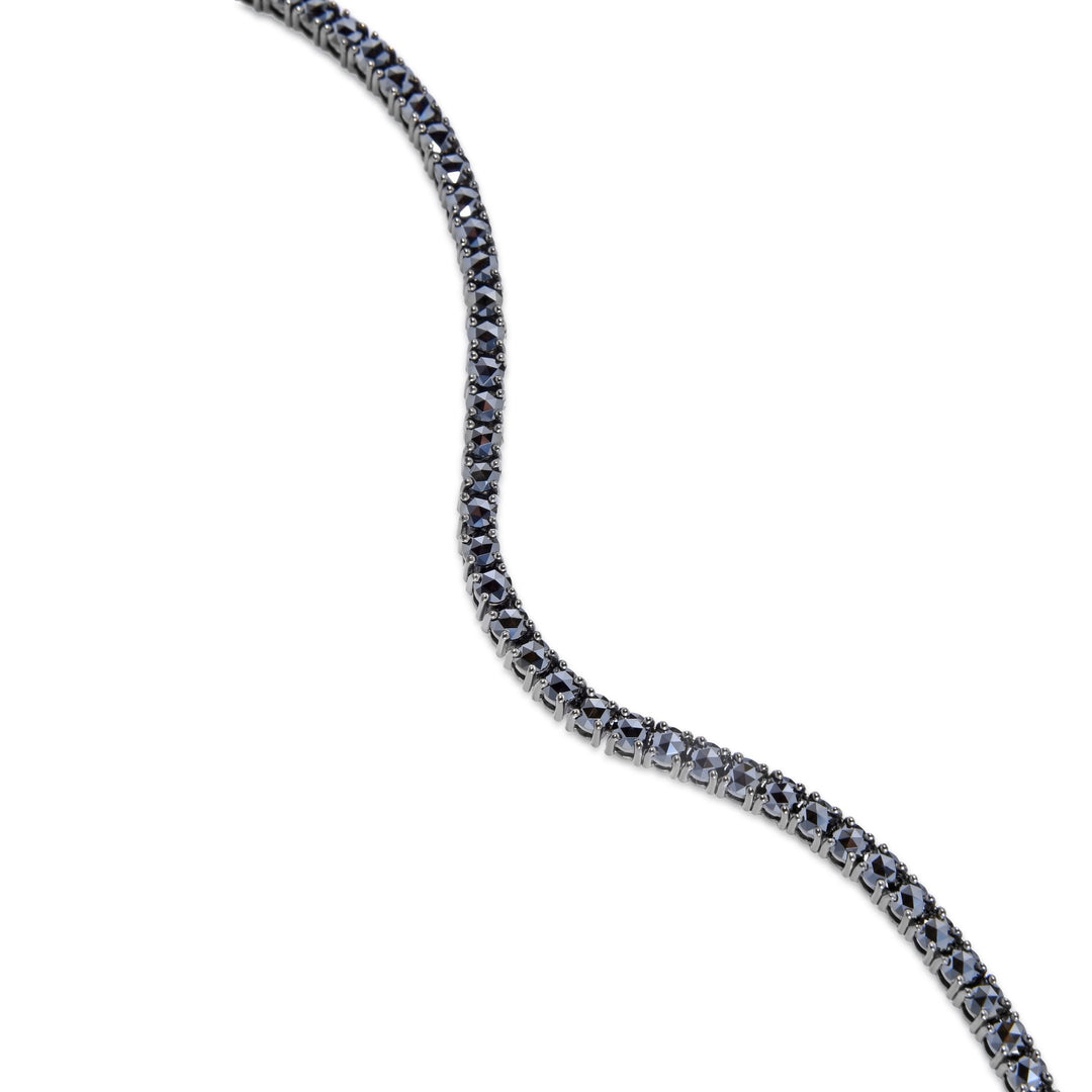 18K Gold 15ct Rose Cut Black Diamond Timeless Tennis Necklace Classic - MoonClosing