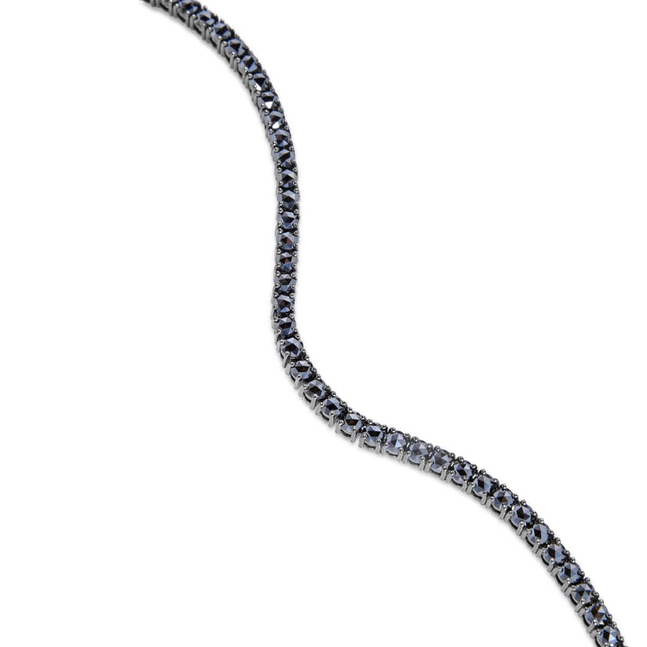 18K Gold 15ct Rose Cut Black Diamond Timeless Tennis Necklace Classic - MoonClosing