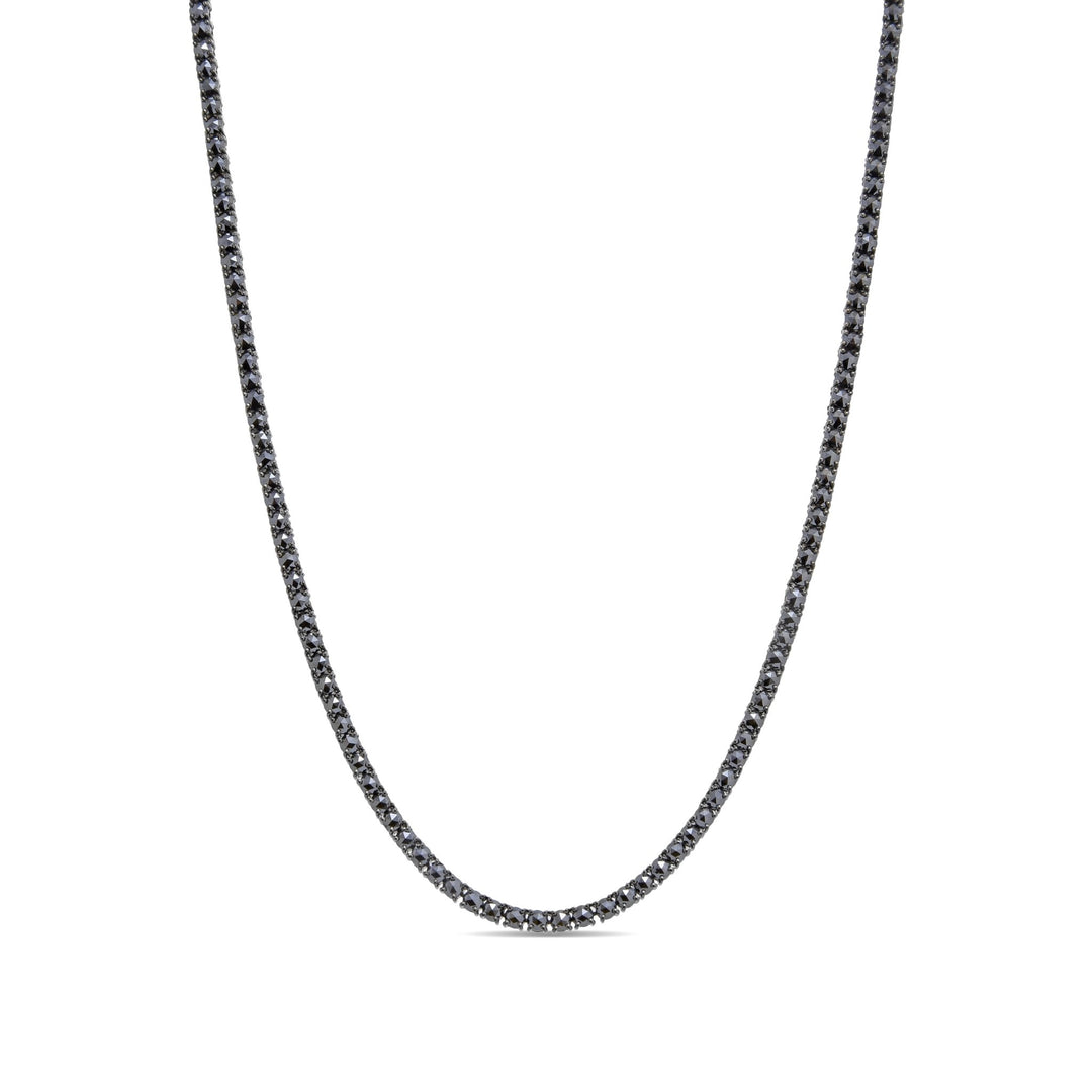 18K Gold 15ct Rose Cut Black Diamond Timeless Tennis Necklace Classic - MoonClosing