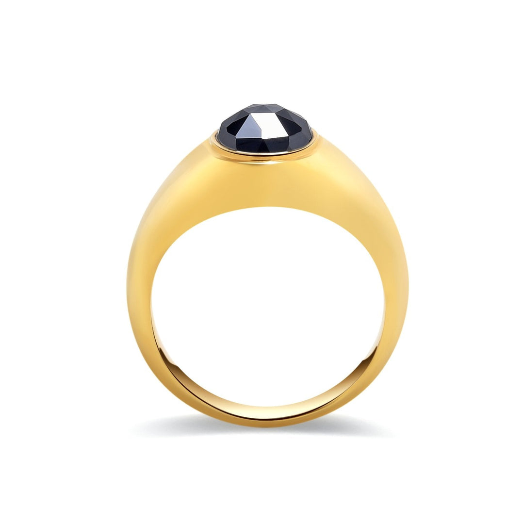18K Gold Black Diamond Bezel Ring - MoonClosing