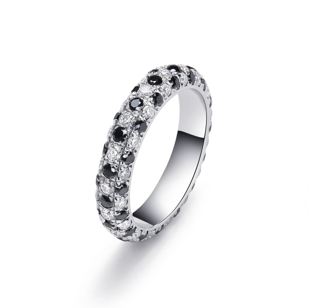 1.98Ct Triple - Row Band with Black and White Diamonds - MoonClosing