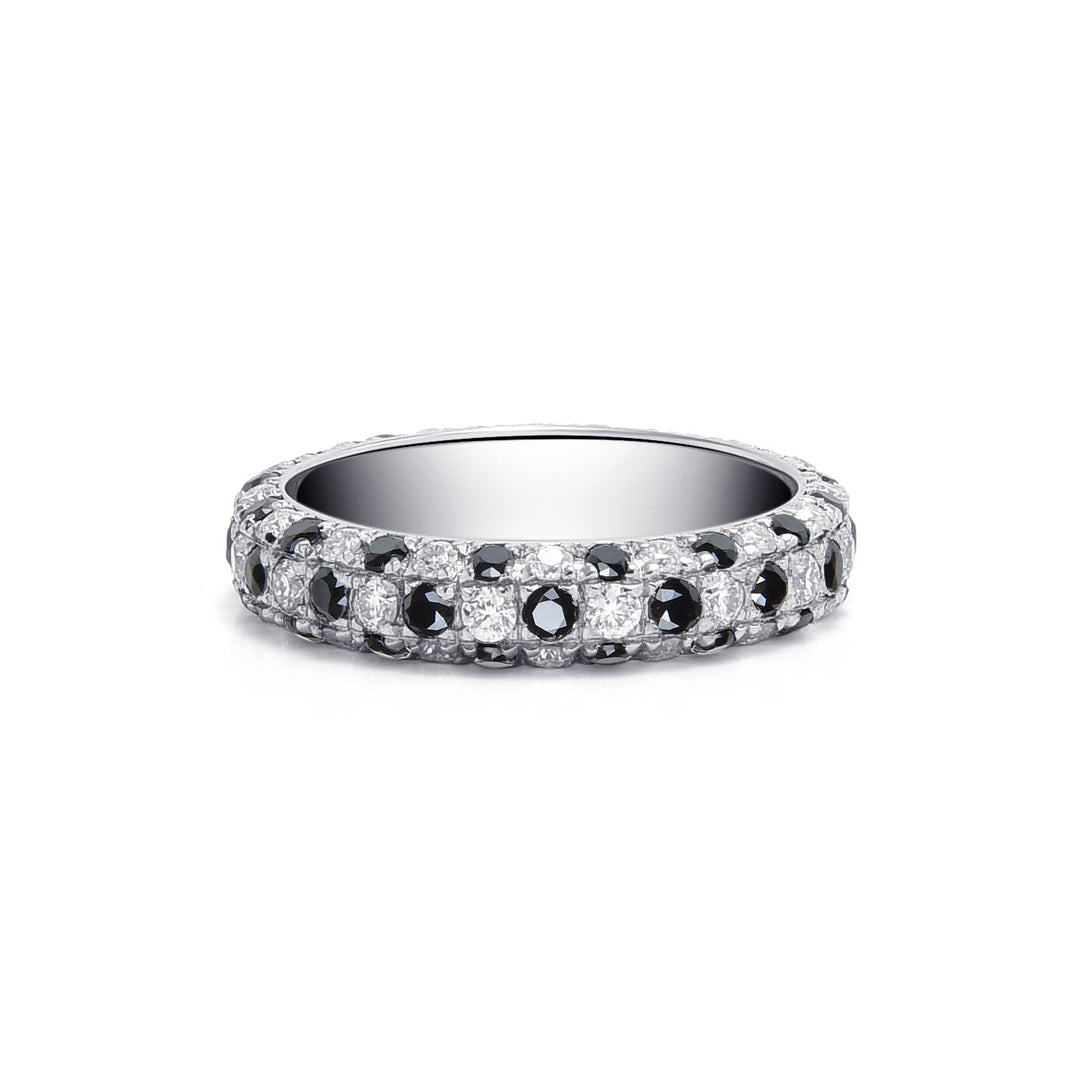 1.98Ct Triple - Row Band with Black and White Diamonds - MoonClosing