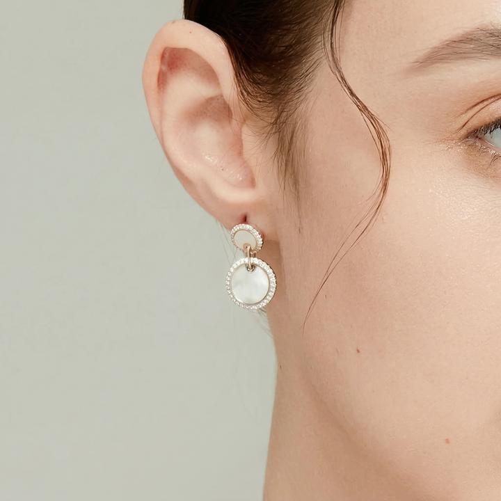 Mother-of-Pearl Halo Drop Earrings