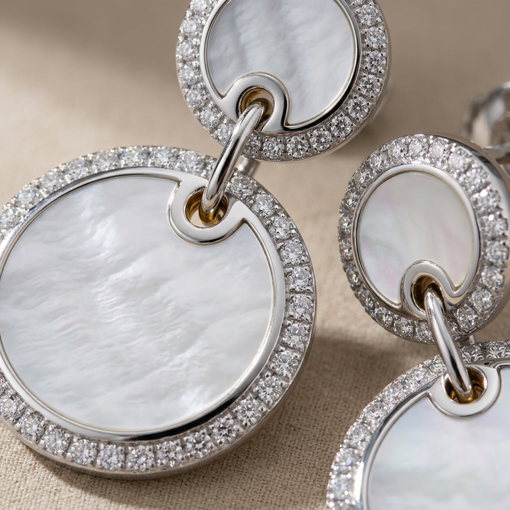 Mother-of-Pearl Halo Drop Earrings
