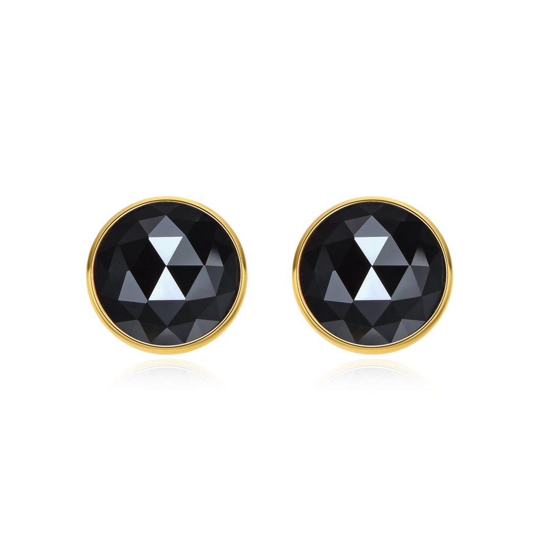 3.9Ct Rose Cut Black Diamonds Studs in 18K Gold - MoonClosing